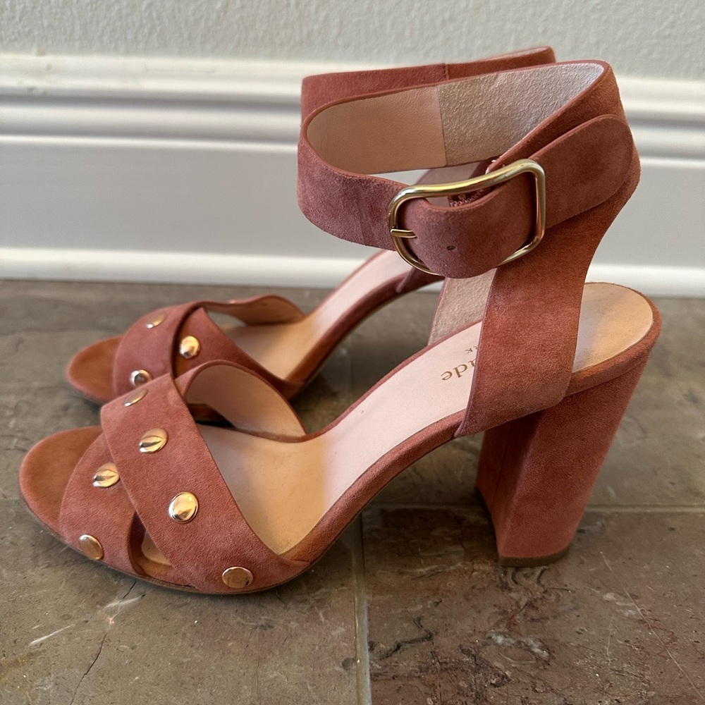 Kate Spade Pink Suede Heeled Sandals